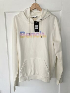 Bench Cream Hoodie with Pastel Rainbow Logo